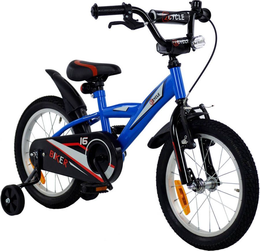 2Cycle Biker Kinderfiets 16 inch Blauw Jongensfiets -16 inch fiets