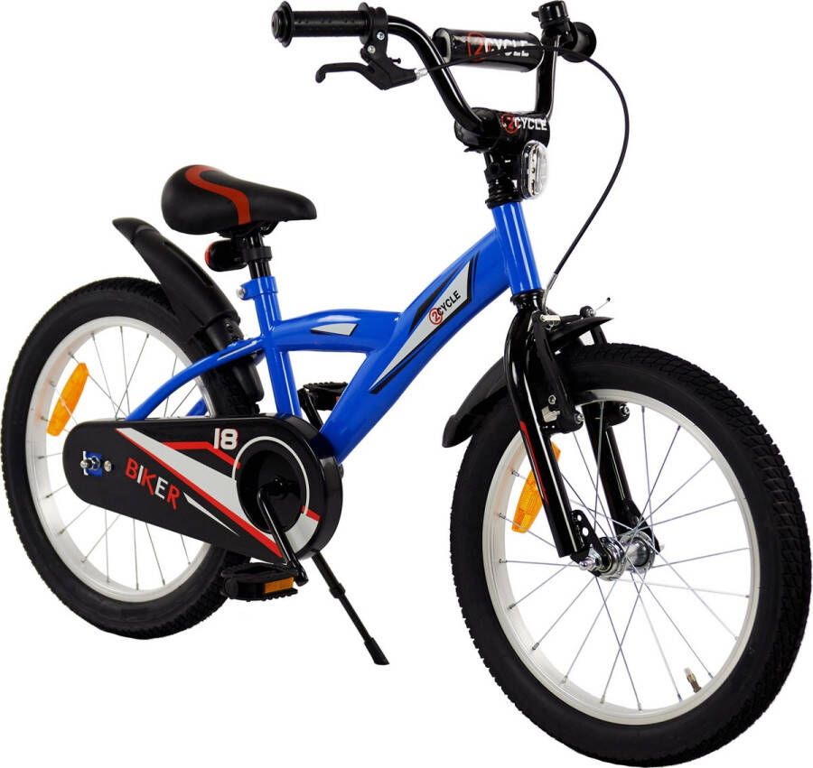 2Cycle Biker Kinderfiets 18 inch Blauw Jongensfiets -18 inch fiets