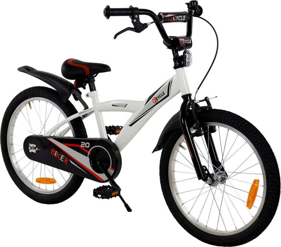 2Cycle Biker Kinderfiets 20 inch Wit -Jongensfiets 20 inch fiets