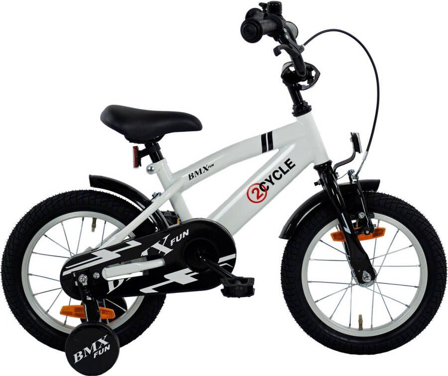 2Cycle BMX-Fun Kinderfiets 14 inch Wit Jongensfiets 14 inch fiets