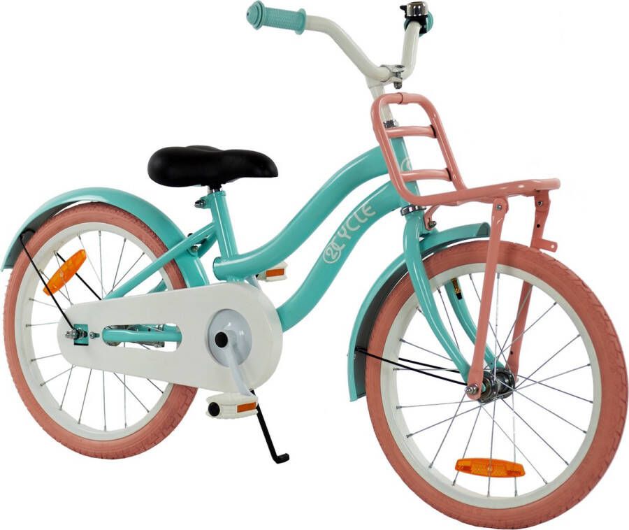 2Cycle Cargo Kinderfiets 18 inch Voordrager Turquoise Meisjesfiets 18 inch fiets