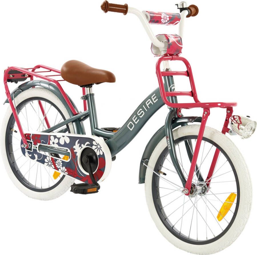 2Cycle Desire Kinderfiets 18 inch Voordrager Grijs Meisjesfiets 18 inch fiets