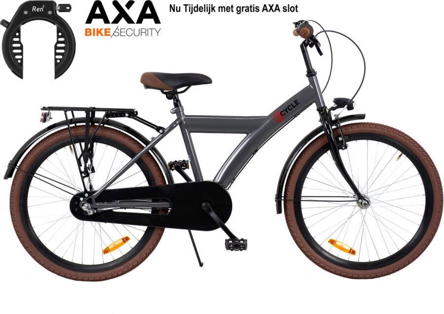 2Cycle Jongensfiets 24 inch Grijs 3 Versnellingen Shimano-Nexus Kinderfiets 24 inch fiets