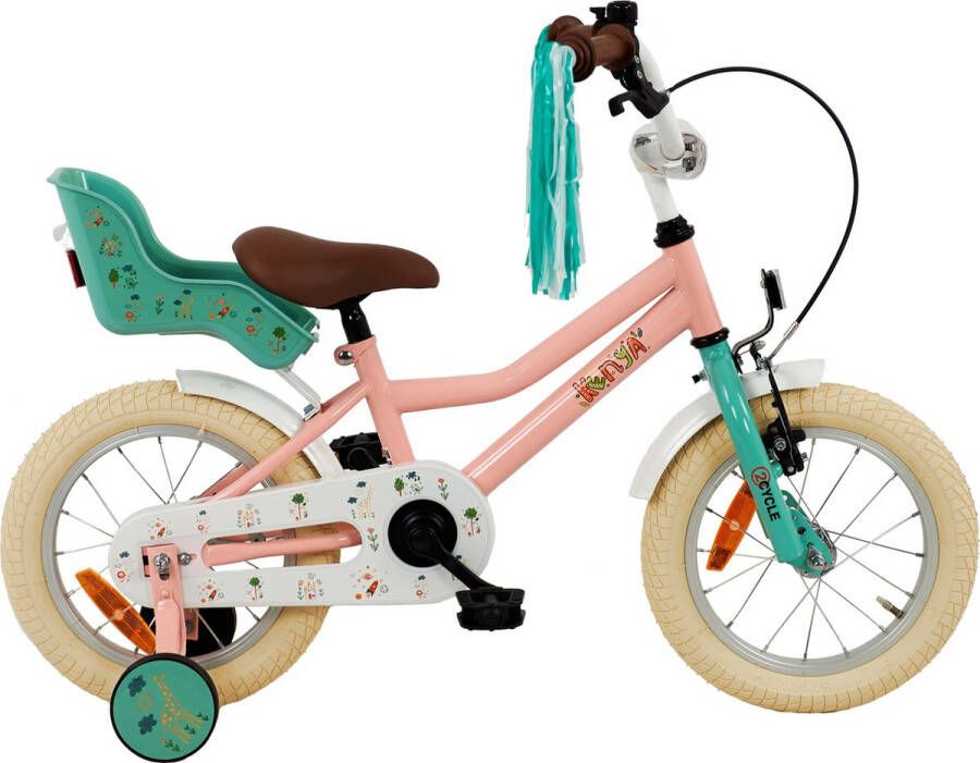 2Cycle Kenya Kinderfiets 14 inch Roze met Poppenzitje Meisjesfiets 14 inch fiets