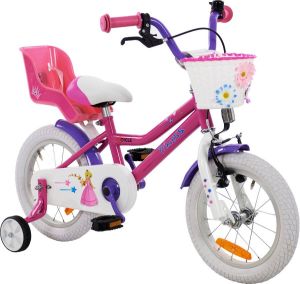 2Cycle Princess Meisjesfiets 14 inch Roze met Poppenzitje Meisjesfiets