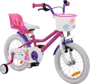 2Cycle Princess Meisjesfiets 16 inch Roze met Poppenzitje Meisjesfiets