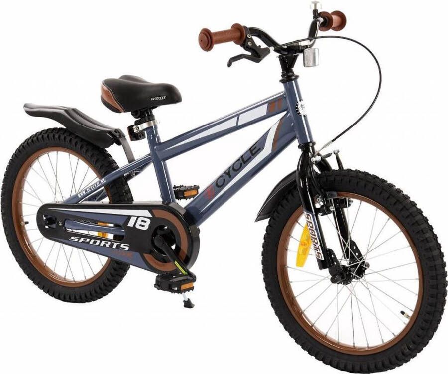 2Cycle Sports Kinderfiets 18 inch Blauw-Grijs Jongensfiets -18 inch fiets