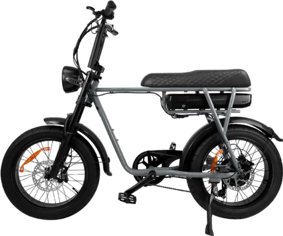7Go EB2 Elektrische Fatbike Inclusief Kettingslot Inclusief Bekerhouder 20 Inch 250W Motor 7 Versnellingen 80 km Actieradius Hydraulische Schijfrem Grijs