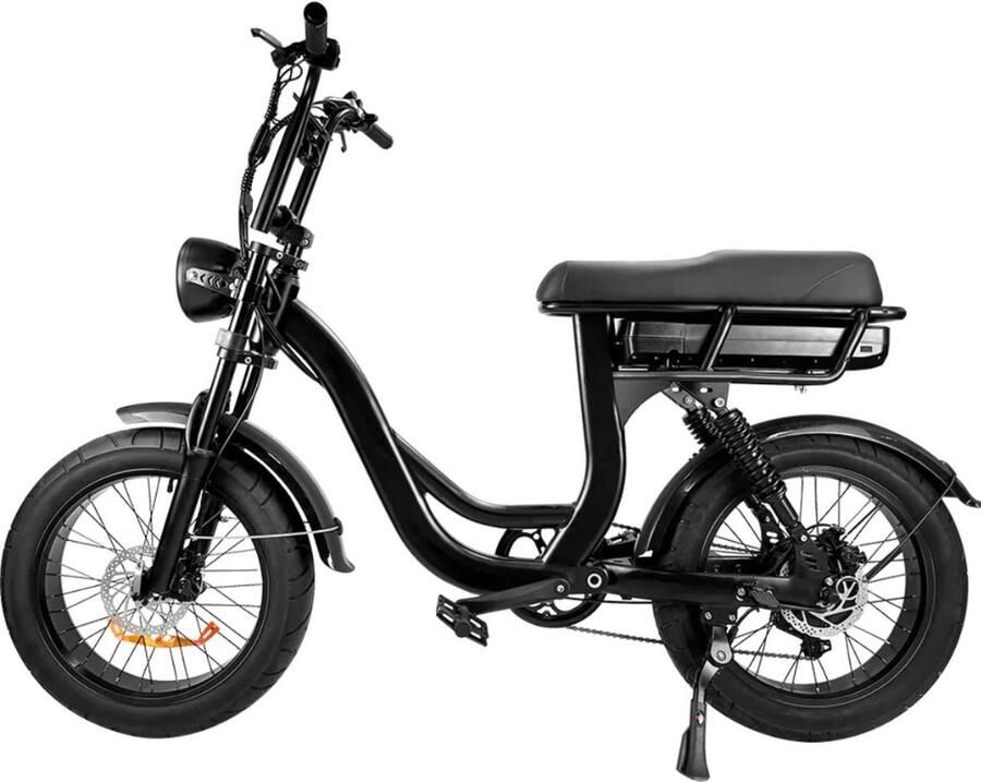 7Go EB8 Elektrische Fatbike Lage Instap Inclusief Kettingslot Inclusief Bekerhouder 20 Inch 250W Motor 7 Versnellingen 80 km Actieradius Hydraulische Schijfrem Zwart