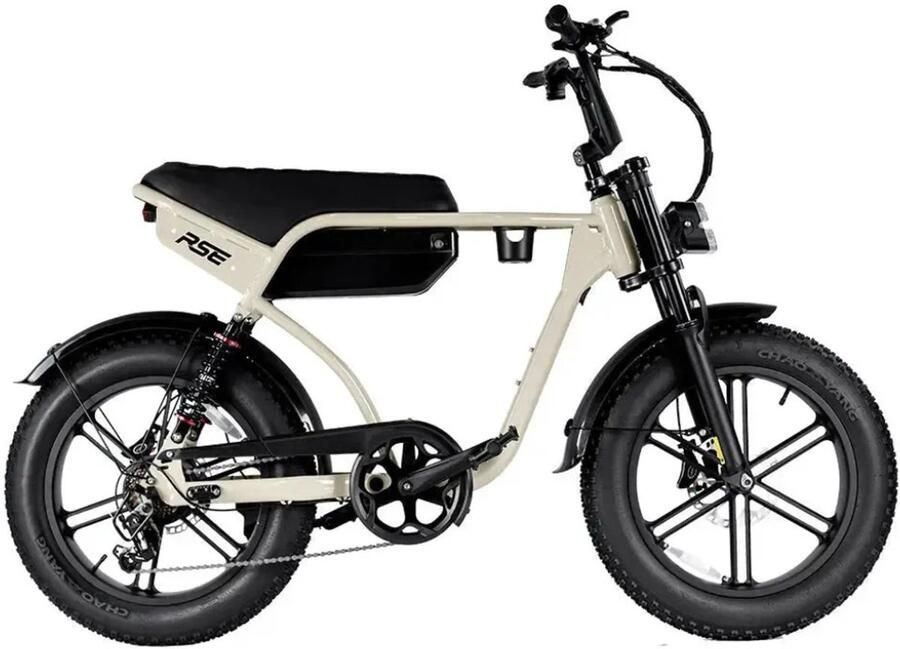 7Go RSE Elektrische Fatbike Ingebouwd Alarmsysteem Inclusief Voetsteuntjes Inclusief Bekerhouder NFC-chip -20 Inch 250W Motor 7 Versnellingen 60 km Actieradius Hydraulische Schijfrem Beige