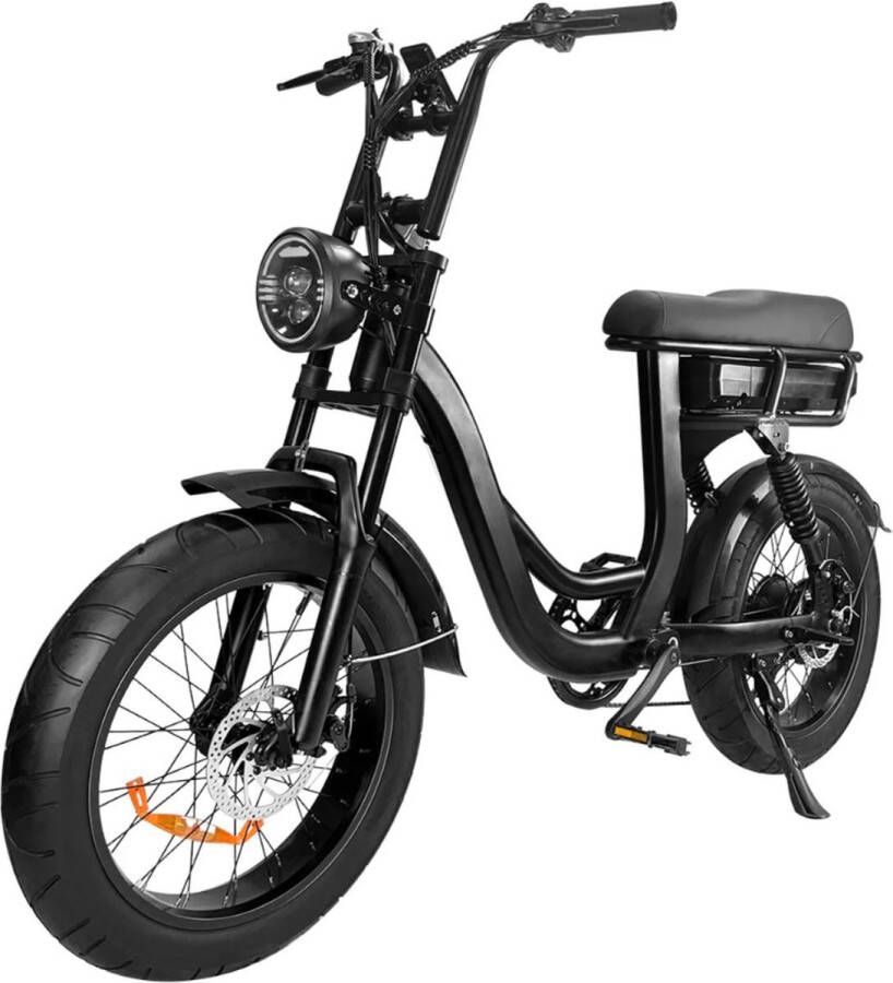 7Go EB8 Elektrische Fatbike Lage Instap Gratis Kettingslot Gratis Bekerhouder 20 Inch 250W Motor 7 Versnellingen 80 km Actieradius Hydraulische Schijfrem Zwart