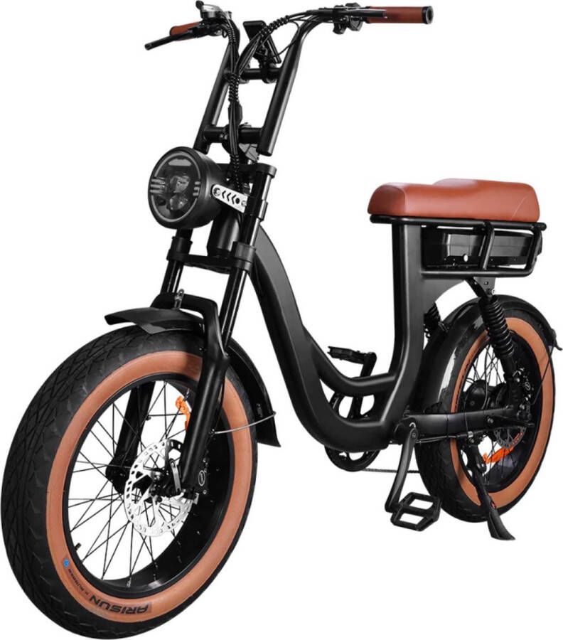 7Go EB8 Elektrische Fatbike Lage Instap Inclusief Kettingslot Inclusief Bekerhouder 20 Inch 250W Motor 7 Versnellingen 80 km Actieradius Hydraulische Schijfrem Bruin - Foto 2