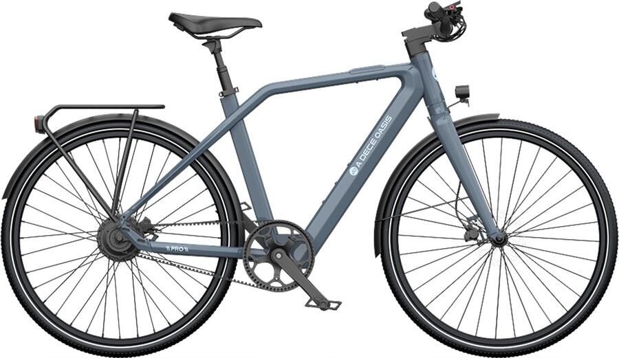 A Dece Oasis Ado Air30 Pro- Elektrische fiets bafang motor GPS diefstalbeveiliging automatisch schakelende in-wheel motor -riemaandrijving stadsfiets 700C hydraulische rem E-EN achterrek met gereedschap Grijs