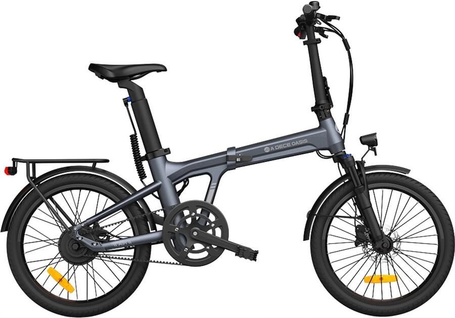 A Dece Oasis ADO E-bike Air 20PRO Elektrische fiets bafang motor |vouwfiets riemaandrijving stadsfiets 20 inch hydraulische rem E-EN achterrek met gereedschap mobiele telefoonhouder Grijs
