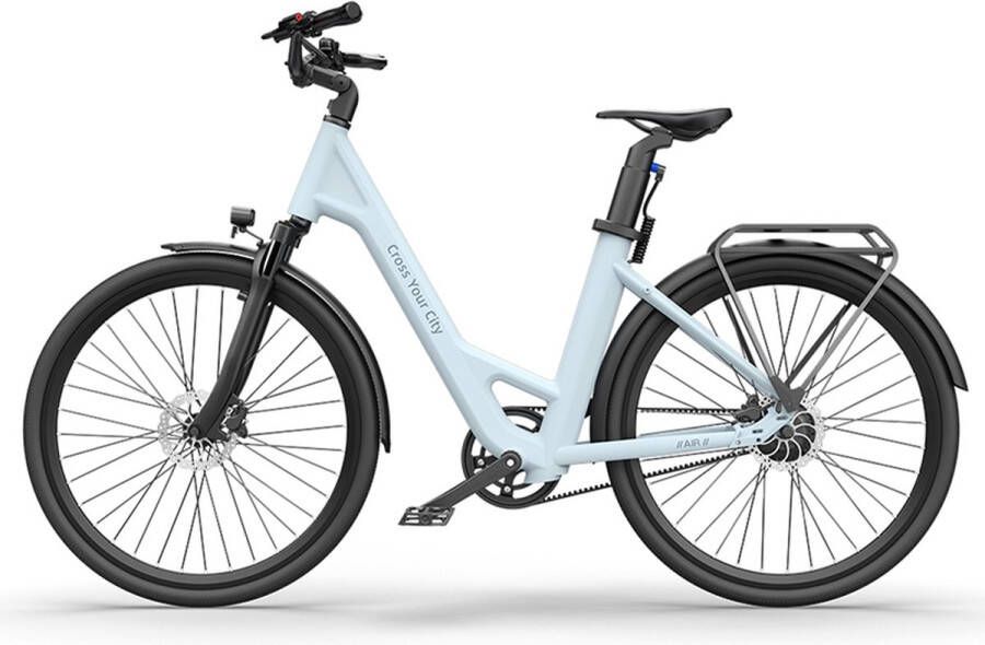 A Dece Oasis A28 Air Elektrische stadsfiets Blauw Samsung batterij Carbon Belt Torque Sensor IPX7 Display Hydraulische schijfrem Voorvork met vering