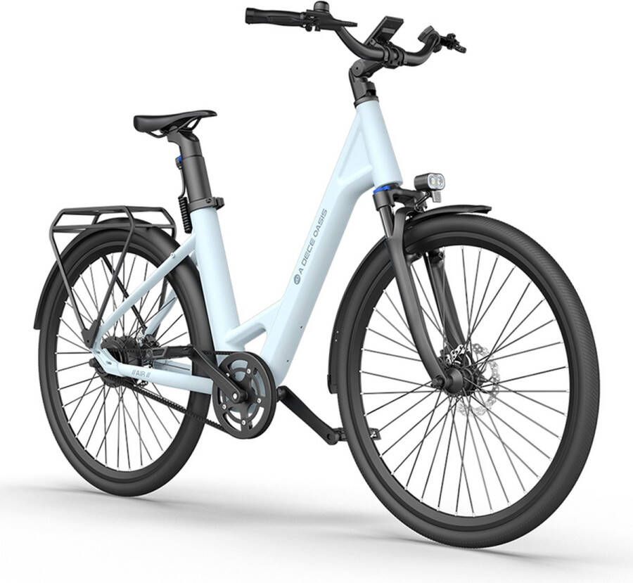 A Dece Oasis A28 Air Elektrische stadsfiets Blauw Samsung batterij Carbon Belt Torque Sensor IPX7 Display Hydraulische schijfrem Voorvork met vering