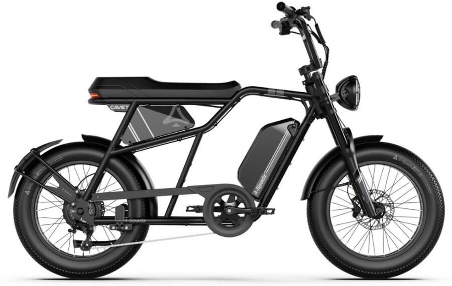 A-Spadz CAVET Air Elektrische Fatbike Inclusief Voetsteuntjes 20 Inch 250W Motor 7 Versnellingen 100 km Actieradius Hydraulische Schijfrem Zwart - Foto 2