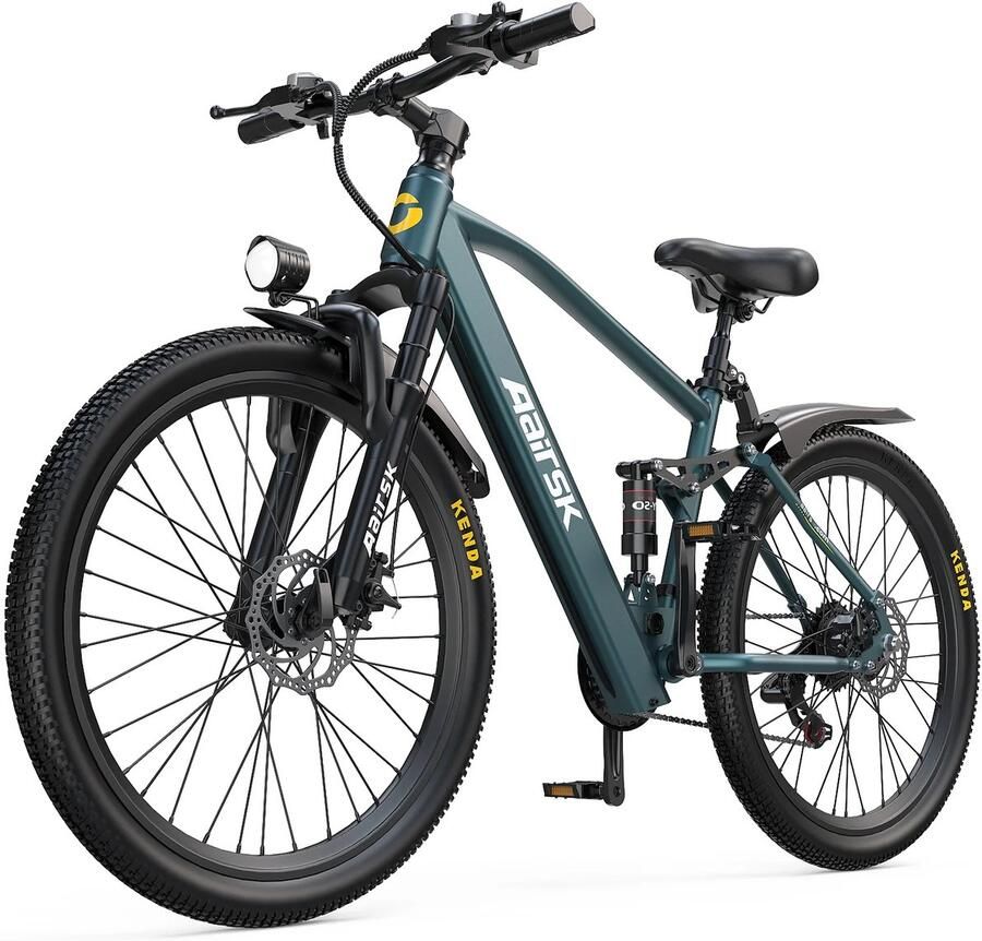 Aairsk 26 Elektrische Mountainbike&Stadsfiets Blauw 25 km u Maximum Snelheid 7 21 Versnellingen & Dubbele Vering 250W Piekmotor Elektrische Fiets voor Volwassenen NFC Startfunctie Het maximale bereik is 100 km