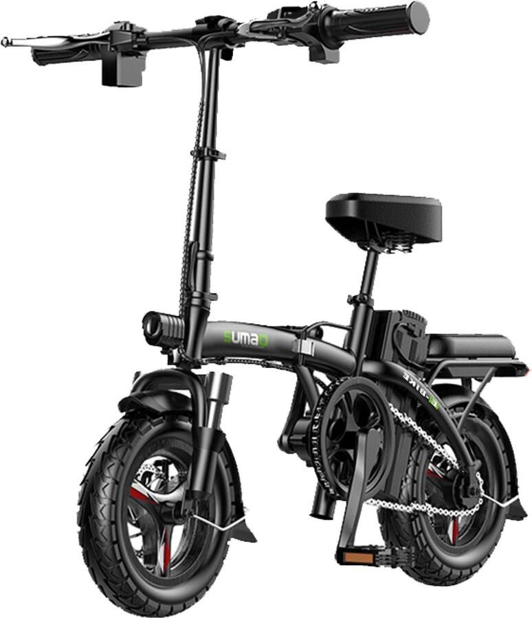 Aairsk Elektrische Fiets 14 Inch De PAS-stand heeft 3 snelheidsniveaus 154 Motor 400W Battery 48V10AH Compact & Geschikt voor Stad en Vrije Tijd Elektrische Vouwfiets Zwart