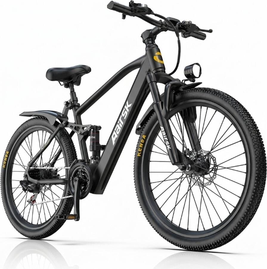 Aairsk Elektrische Fiets 26 Inch EU 250W – 36V 13Ah accu (tot 75km) – 25 km u – Shi o 7 versnellingen – NFC start – Complete voertuiglevering geen installatie nodig – Zwart