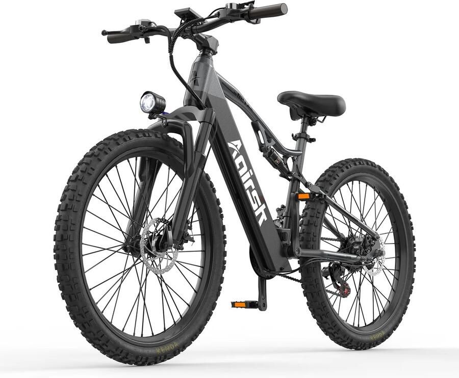 Aairsk elektrische fiets – 48V 20Ah accu 65 km bereik dubbele vering en 26 all-terrain banden voor stad en terrein. Shi o 7 Versnellingen NFC Startfunctie Mountainbike&Stadsfiets Het maximale bereik is 120 km - Foto 2