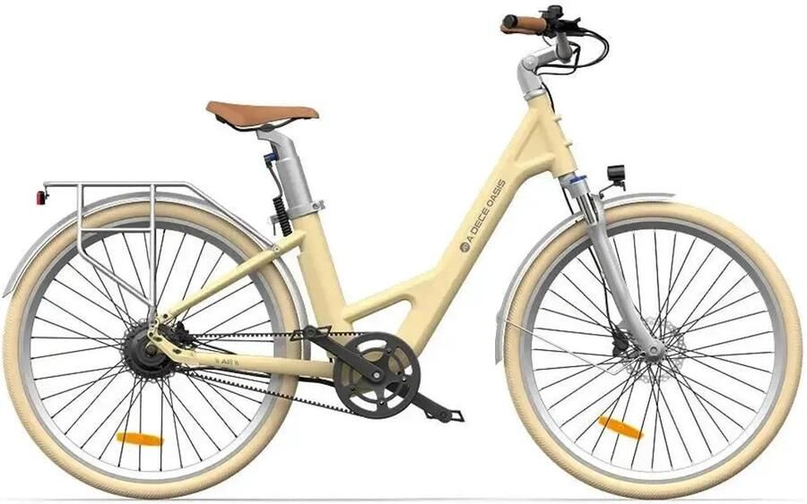 Ado Air 28 Elektrische Fiets 28 inch 250W motor Actieradius tot 100 km Hydraulische schijfrem 346Wh accu Lage instap Geel