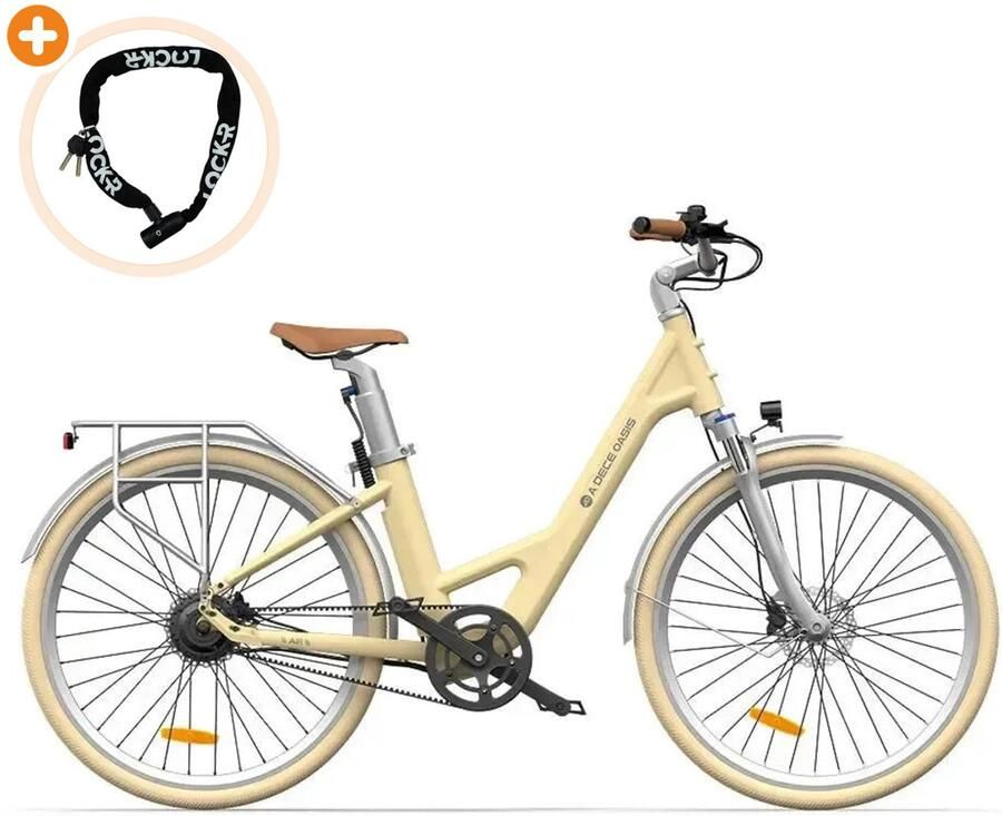 Ado Air 28 Elektrische Fiets 28 inch 250W motor Actieradius tot 100 km Hydraulische schijfrem 346Wh accu Lage instap Geel