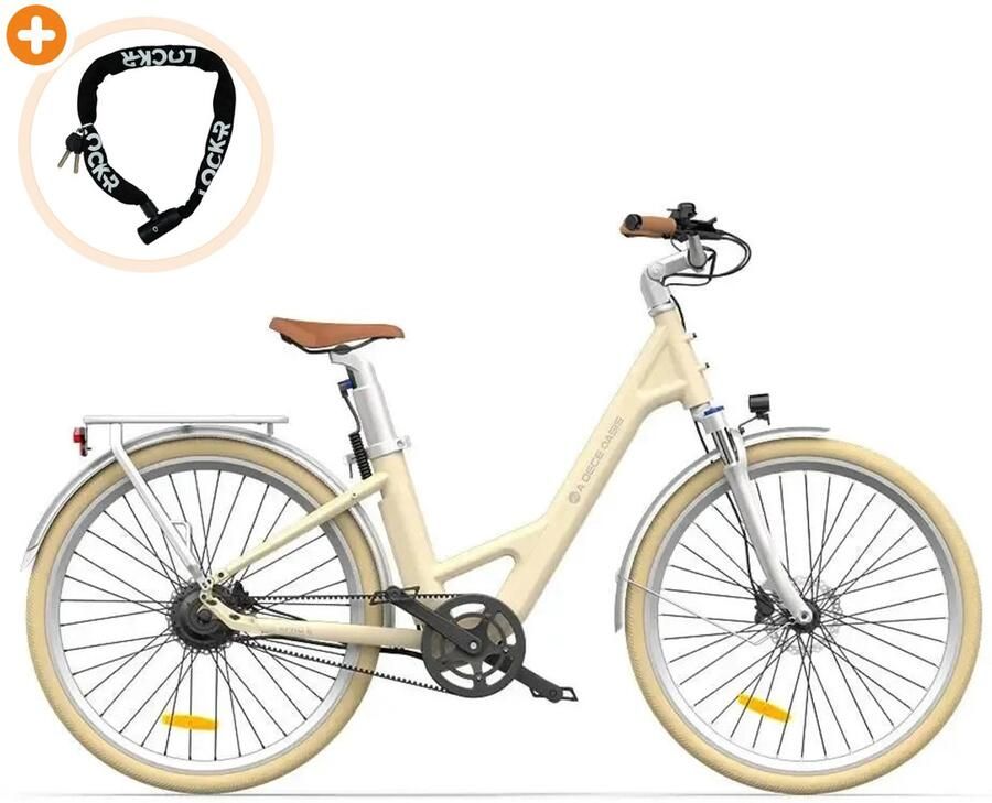 Ado Air 28 Pro Elektrische Fiets 28 inch 250W motor Actieradius tot 100 km Hydraulische schijfrem 346Wh accu Lage instap Latte