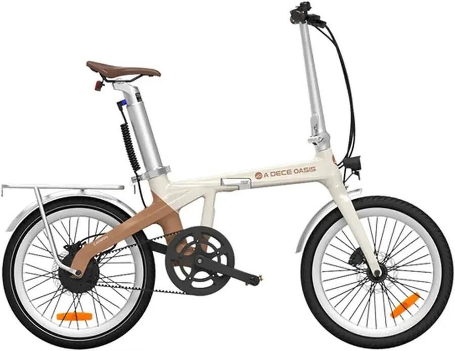 Ado Air Carbon Elektrische Vouwfiets 20 inch 250W motor Actieradius tot 100 km Hydraulische schijfrem 346Wh accu Lage instap Beige