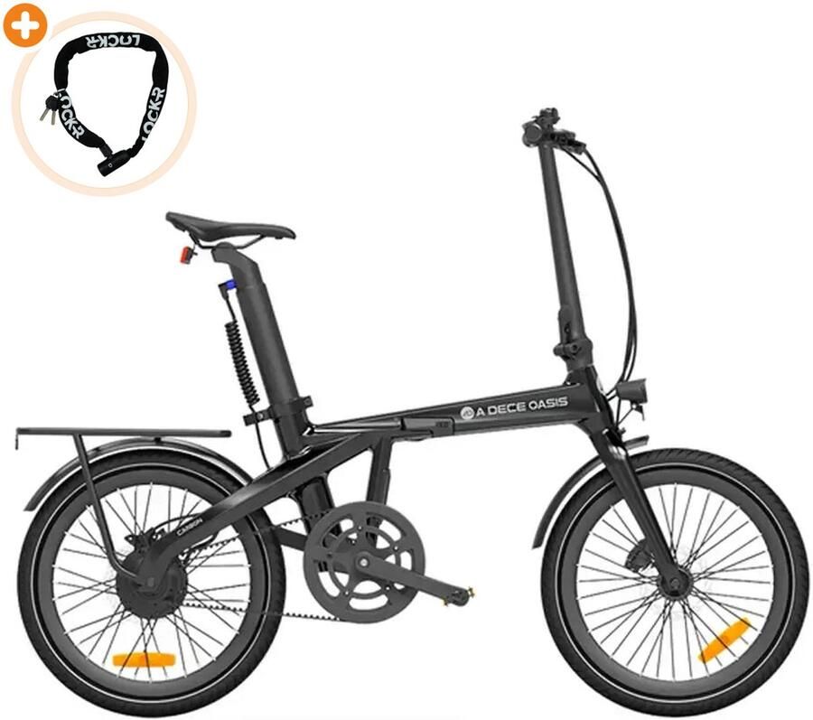 Ado Air Carbon Elektrische Vouwfiets 20 inch 250W motor Actieradius tot 100 km Hydraulische schijfrem 346Wh accu Lage instap Zwart