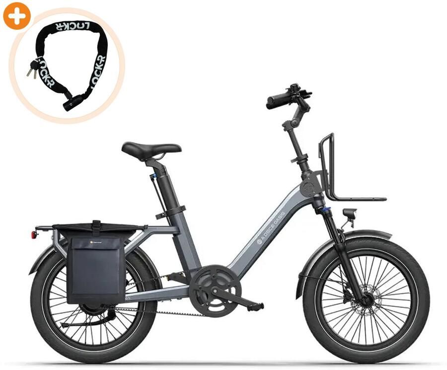 Ado Air One Pro Elektrische Fiets 20 inch 250W motor Actieradius tot 100 km Automatische 2 versnellingen Hydraulische schijfrem Grijs