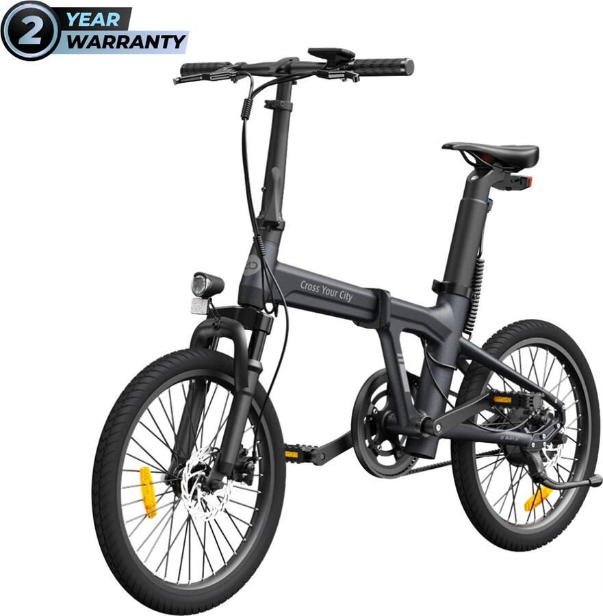 Ado Elektrische vouwfiets- ebike Hydraulische schijfrem vering voorvork 20inch 36V 9.6ah -Typr Air 20S Donker Grijs