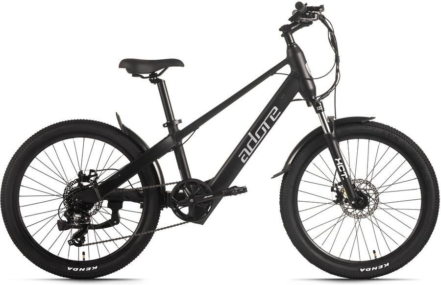 Adore E-Bike voor kinderen 24 Aluminium Kids Citybike KS-240 Achterwielmotor 45 NM 10 4 Ah Pitch Black mat