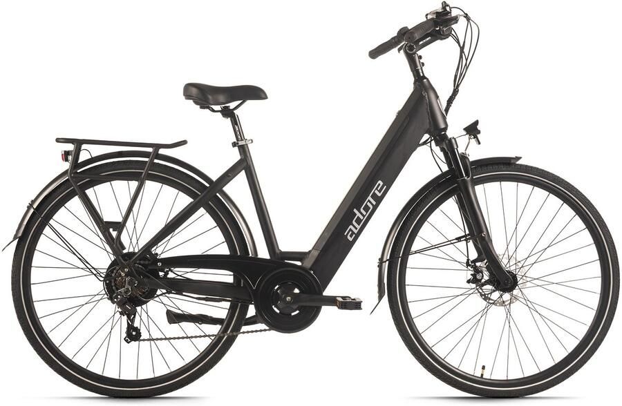 Adore E-Citybike 28 Alu Stadsfiets CV-180 Achterwielmotor 50NM 15Ah Zwart mat