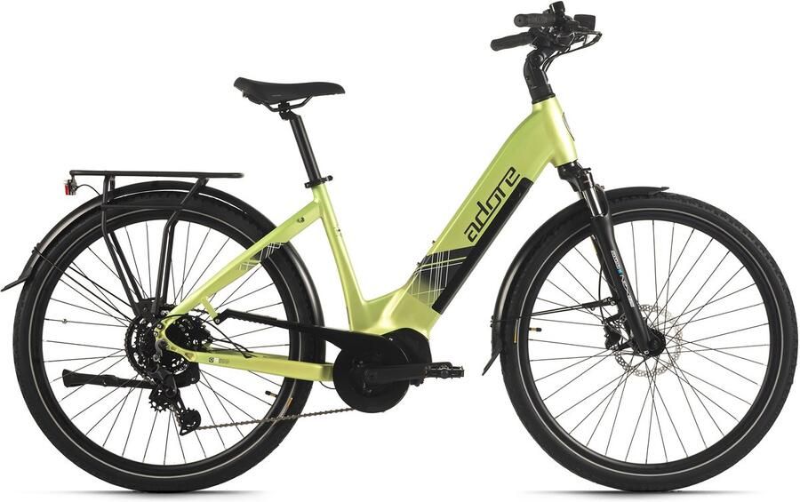 Adore E-Citybike 28 aluminium stadsfiets CX-380 middenmotor 85Nm 15Ah limegroen mat
