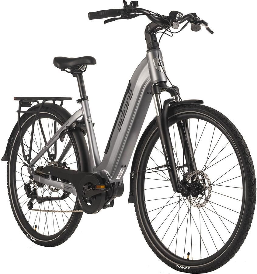 Adore E-Citybike 28 aluminium stadsfiets CX-660 middenmotor 75Nm 14 7Ah grijs mat
