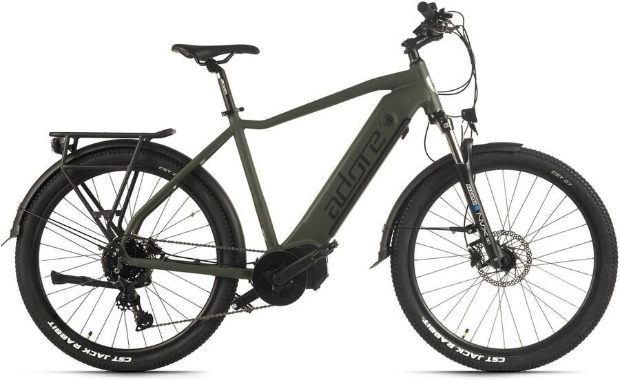 Adore E-SUV 28 Aluminium Trekkingfiets STX-600 Middenmotor 85 Nm 15 Ah Olijfgroen Mat