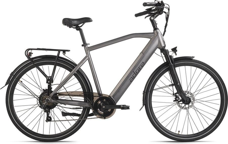 Adore Fiets (elektrisch) E-Citybike 28 aluminium stadsfiets CV-190 achtermotor 45NM 12 8Ah antraciet mat 53 cm