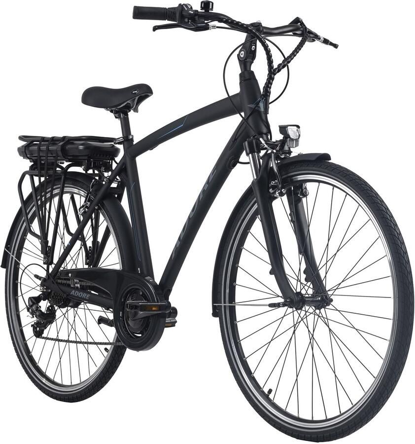 Adore Versailles 28 E-Bike – Alu City Herren Pedelec zwart 250 Watt Li-Ion 36V 10 4Ah 7 versnellingen