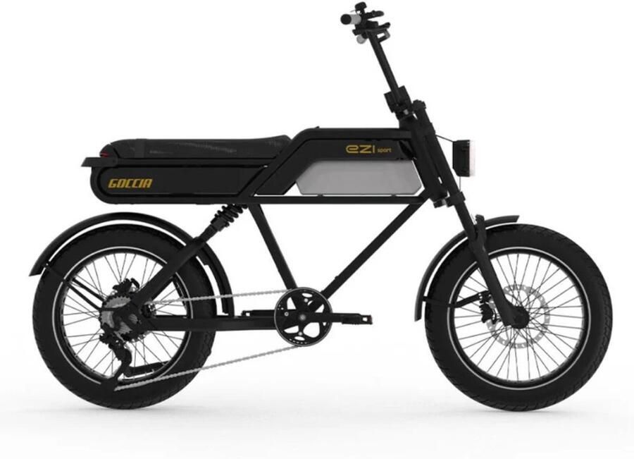 AGM Goccia EZI Sport Elektrische Fatbike Tweepersoonszadel Telefoonoplader 20 Inch 250W Motor 7 Versnellingen 100 km Actieradius Hydraulische Schijfrem Zwart