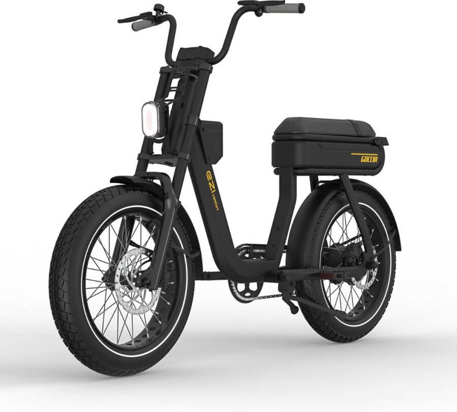AGM Goccia EZI Comfort Elektrische Fatbike Tweepersoonszadel Telefoonoplader 20 Inch 250W Motor 7 Versnellingen 100 km Actieradius Hydraulische Schijfrem Zwart