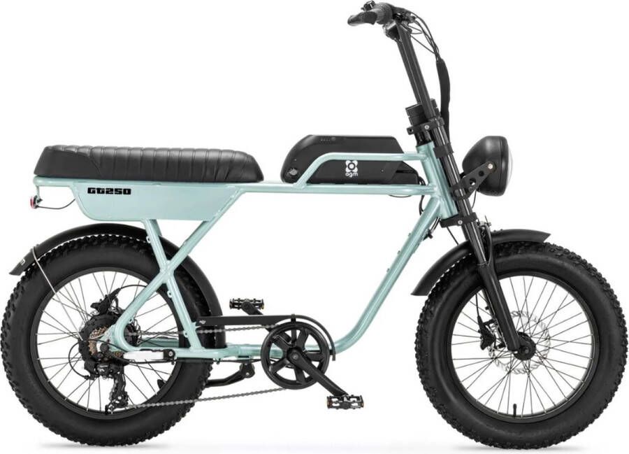 AGM GT250 Fatbike Tweepersoonszadel Telefoonoplader 20 Inch 250W Motor 7 Versnellingen 80 km Actieradius Hydraulische Schijfrem Grijs