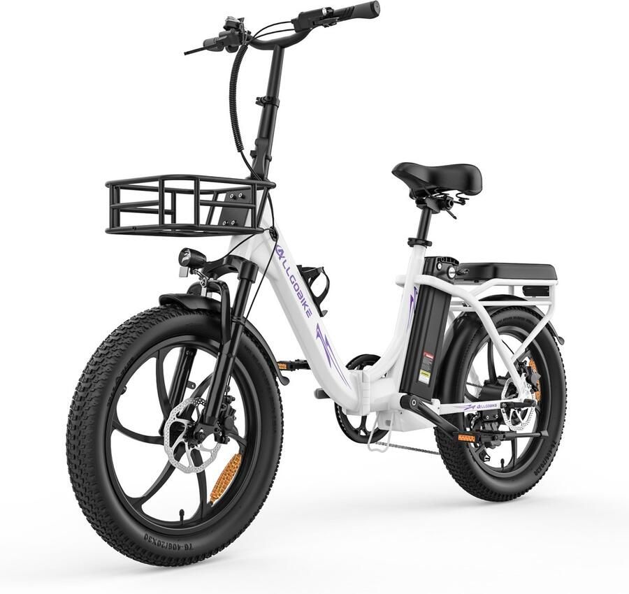 Allgobike AC20 Elektrische Fiets 20*3.0 Inch Fat Tire City Commuter E-Bike 48V 20Ah Lithium Batterij Opvouwbaar -250W Motor 7 Versnellingen Wit