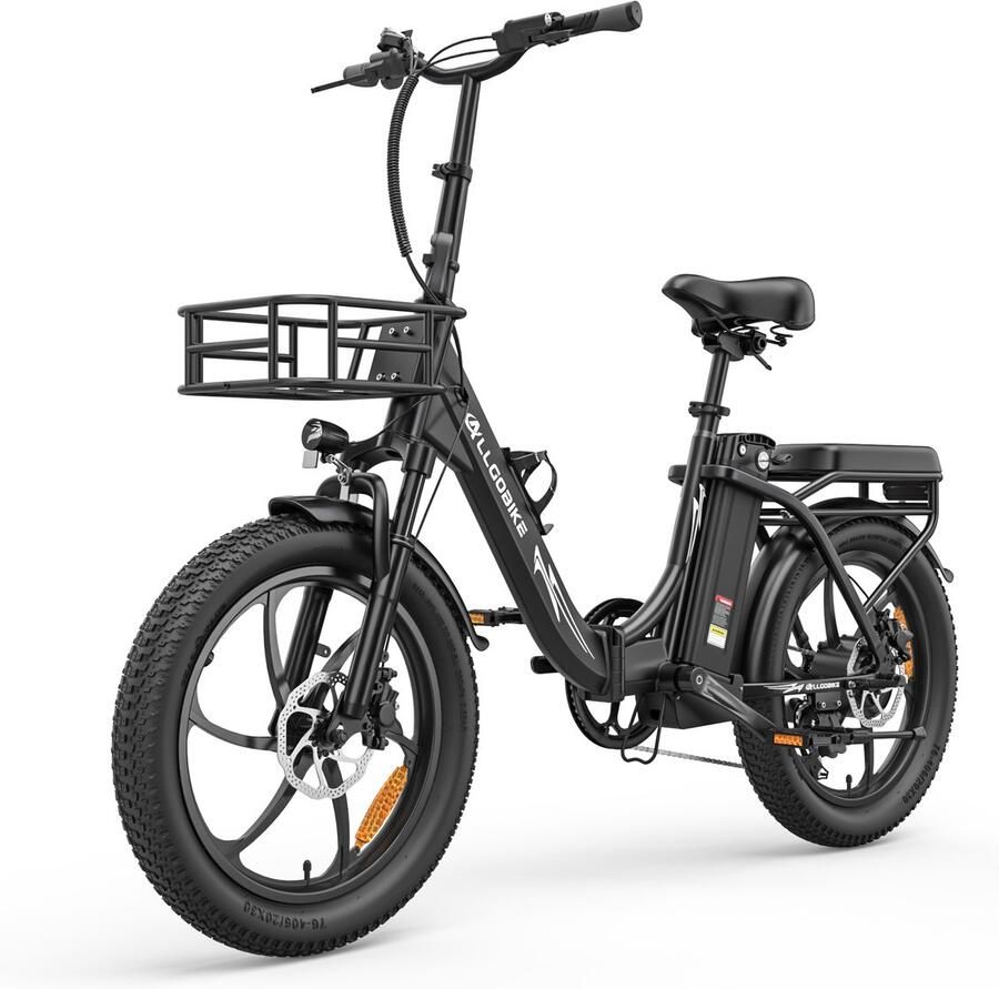 Allgobike AC20 Elektrische Fiets 20*3.0 Inch Fat Tire City Commuter E-Bike 48V 20Ah Lithium Batterij Opvouwbaar -250W Motor 7 Versnellingen -Zwart