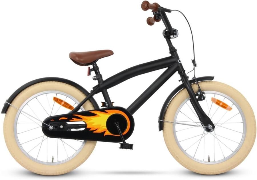ALLVIA Kinderfiets 18 Inch Kinderfiets 16 Inch Fiets Verstelbaar Zadel en Stuur 110-123 cm Zwart 125 cm x 66 cm x 18 cm