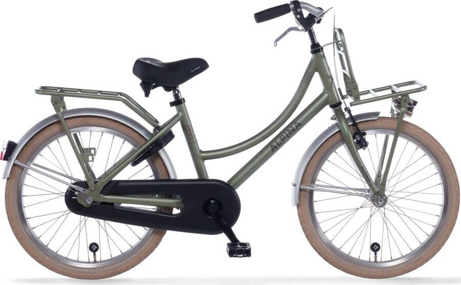 Alpina Cargo fiets 22 inch Velvet Green Matt Transportfiets Kinderfiets met rekje Groen