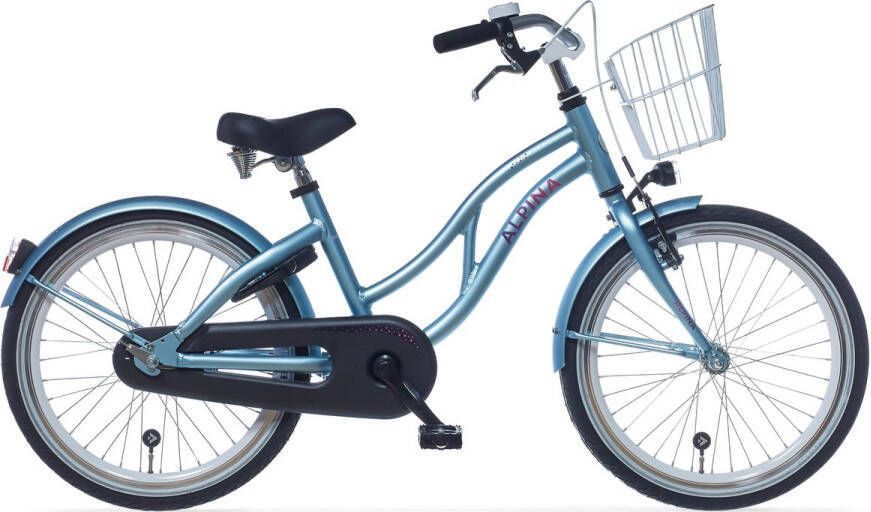 Alpina Ocean fiets 20 inch Dusk Blue Matt Stadsfiets Kinderfiets met mandje Meisjesfiets Blauw