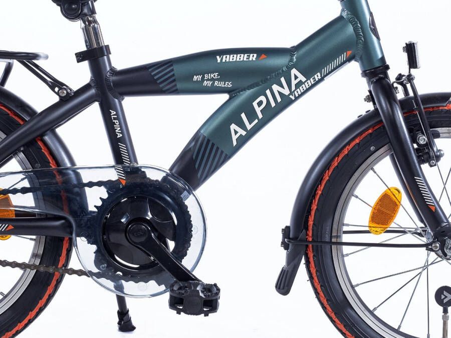 Alpina Yabber Jongensfiets 16 inch Pine Green Matt Vivid Black Matt 7 Versnellingen Crossfiets Mountainbike Groen
