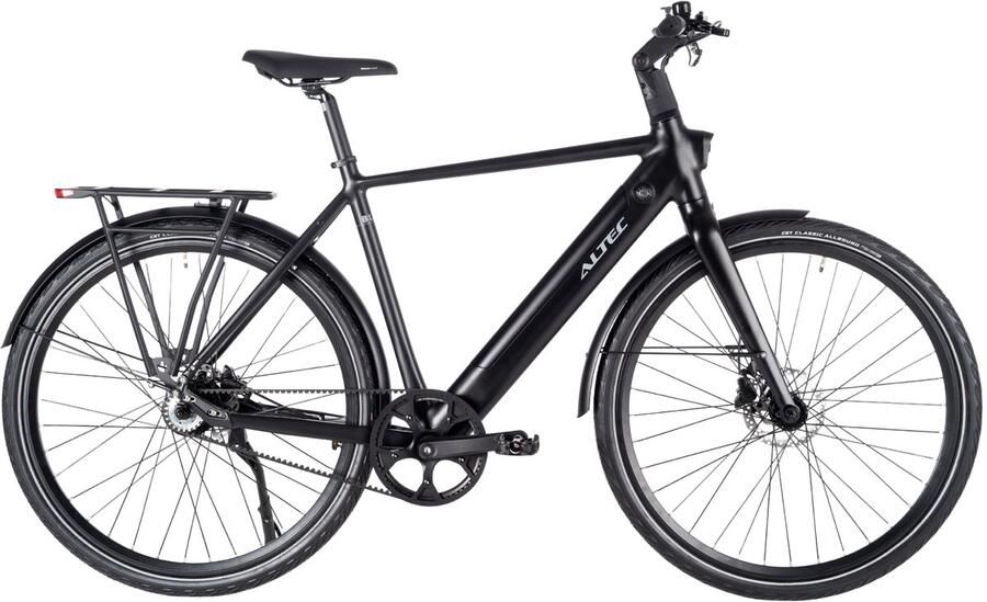 Altec Blitz Elektrische Herenfiets Urban fiets Stadsfiets 28 inch 55 cm Achterwielmotor Hydraulische schijfremmen Beltdrive Zwart