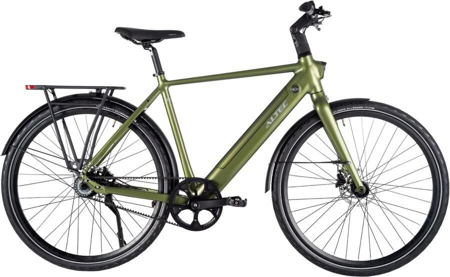 Altec Blitz Elektrische Herenfiets Urban fiets Stadsfiets 28 inch 55 cm Achterwielmotor Hydraulische schijfremmen Beltdrive Groen